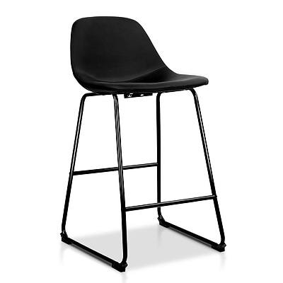 Artiss Set of 2 PU Leather Crosby Bar Stools - Black - Free Shipping