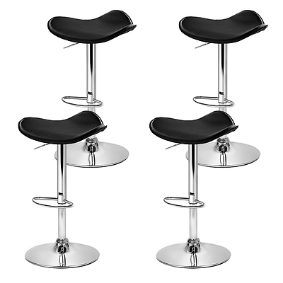 set of 4 Kitchen Bar Stools Swivel Bar Stool PU Leather Gas Lift Chair Black