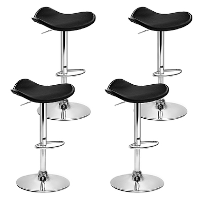 set of 4 Kitchen Bar Stools Swivel Bar Stool PU Leather Gas Lift Chair Black
