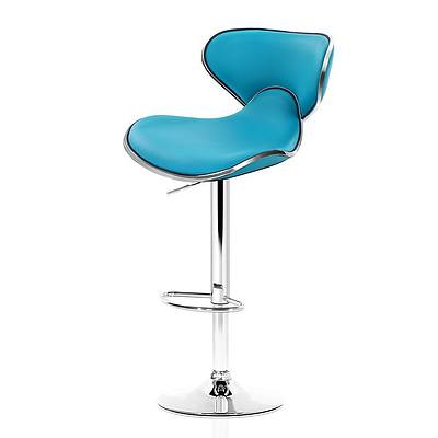 set of 4 Kitchen Bar Stools Swivel Bar Stool PU Leather Gas Lift Chairs Teal