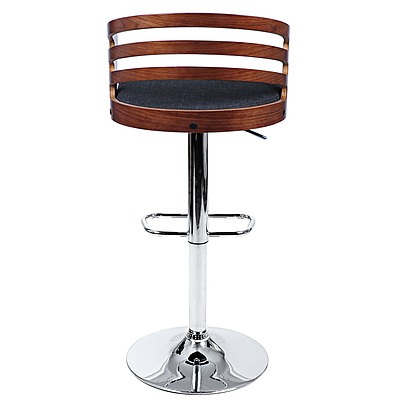 Wooden Bar Stool with Fabric Seat - Dark Grey - Free Shipping
