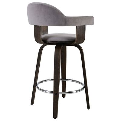 2x Bar Stools Wooden Swivel Bar Stool Kitchen Dining Chair Wood Grey