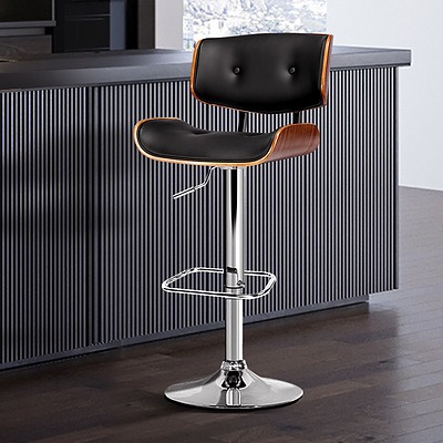 Wooden Gas Lift Bar Stool - Black and Chrome - Brand New - Free Shipping