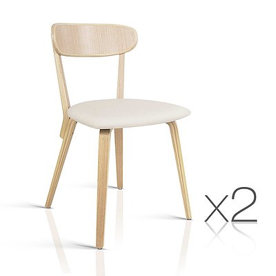 Artiss Set of 2 Wooden Dining Chairs - Beige