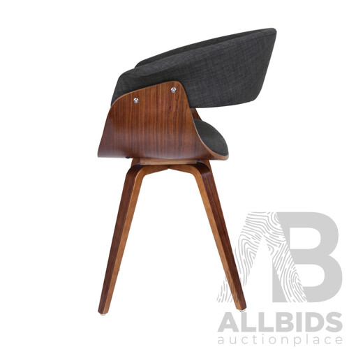 Timber Wood and Fabric Dining Chair - Charcoal - Free Shipping