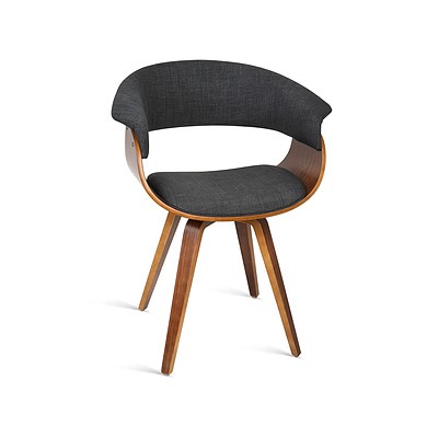 Timber Wood and Fabric Dining Chair - Charcoal - Free Shipping