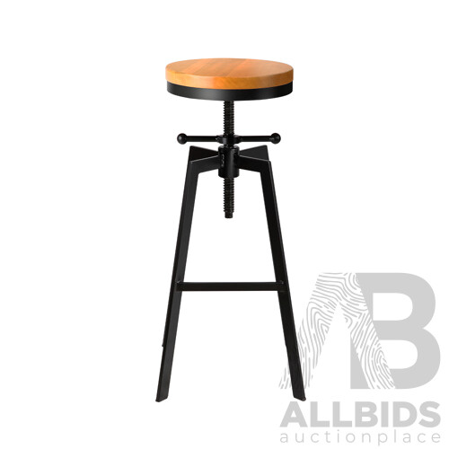 Adjustable Height Swivel Bar Stool - Black and Wood - Brand New - Free Shipping