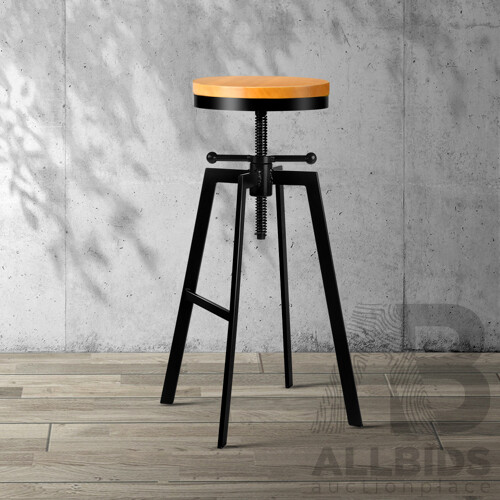 Adjustable Height Swivel Bar Stool - Black and Wood - Brand New - Free Shipping