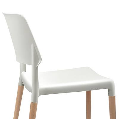 Set of 4 Wooden Stackable Dining Chairs - White - Free Shipping