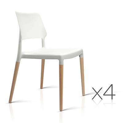 Set of 4 Wooden Stackable Dining Chairs - White - Free Shipping