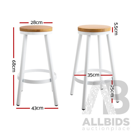 Set of 2 Wooden Stackable Bar Stools - White and Wood - Brand New - Free Shipping