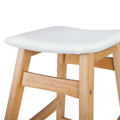 Set of 2 Wooden and Padded Bar Stool - White - Free Shipping