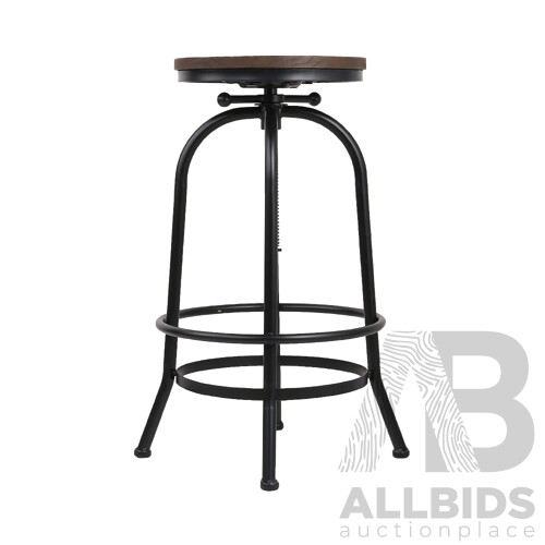 Rustic Industrial Round Bar Stool - Free Shipping