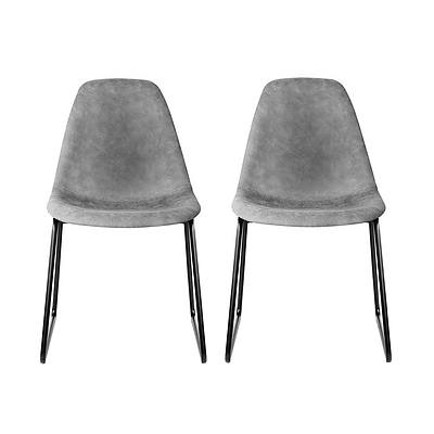 Set of 2 PU Leather Dining Chairs - Grey - Brand New - Free Shipping