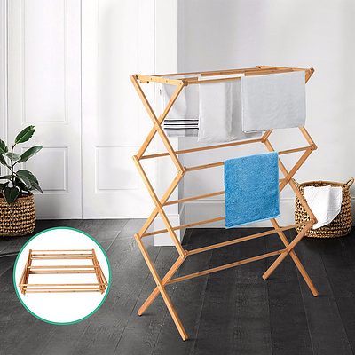 Bamboo Clothes Dry Rack Folable Towel Hanger Laundry Drying - Brand New - Free Shipping