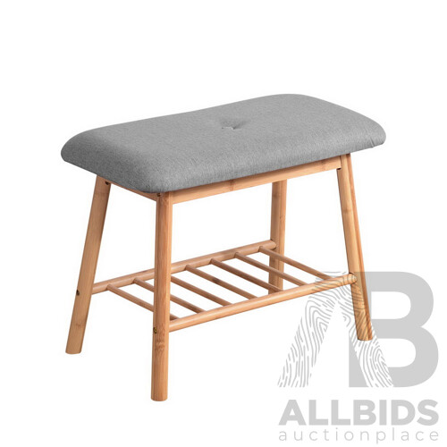 Shoe Rack Seat Bench Chair Shelf Organisers Bamboo Grey - Brand New - Free Shipping