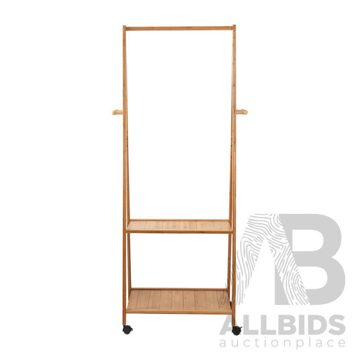 Bamboo Hanger Stand Wooden Clothes Rack Display Shelf - Brand New - Free Shipping