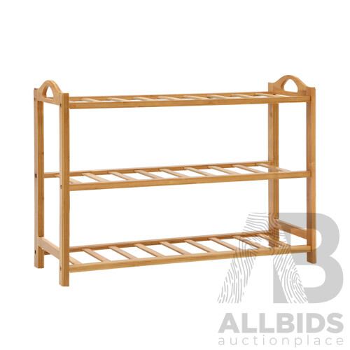 3 Tiers Bamboo Shoe Rack Storage Organiser Wooden Shelf Stand Shelves - Brand New - Free Shipping