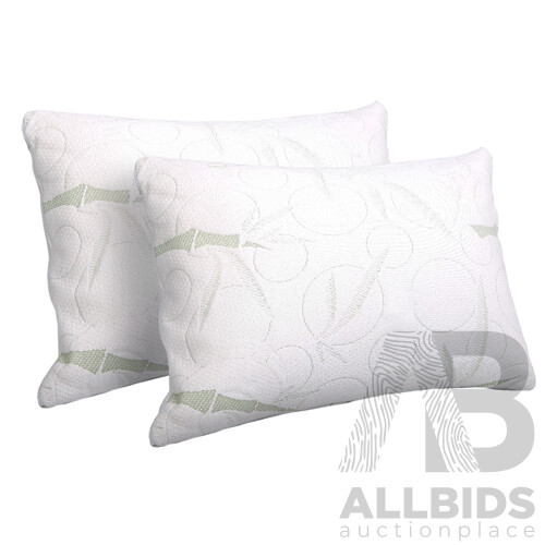 Set of 2 Bamboo Fabric Cover Shredded Memory Foam Pillow 70 x 40 cm  - Brand New - Free Shipping
