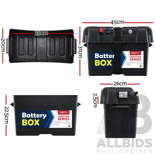 Battery Box 12V Camping Portable Deep Cycle AGM Universal Large USB Cig
