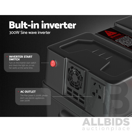 Battery Box 300W Inverter Deep Cycle Battery Portable Caravan Camping USB - Brand New - Free Shipping