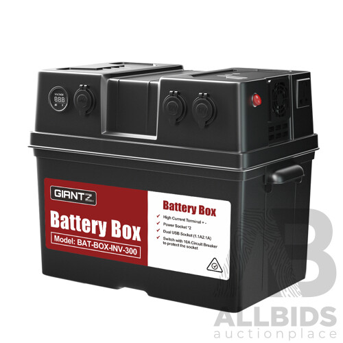 Battery Box 300W Inverter Deep Cycle Battery Portable Caravan Camping USB - Brand New - Free Shipping