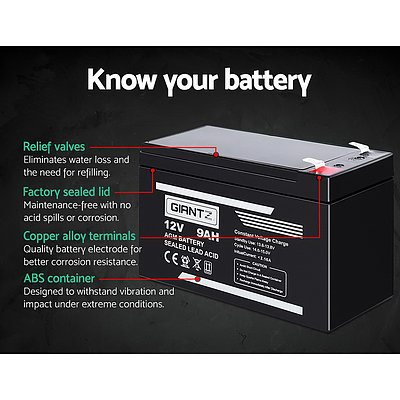 2X 12V 9Ah SLA Battery AGM Rechargeable Sealed Lead Acid Batteries