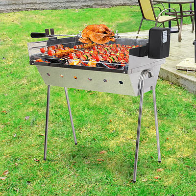Portable Spit Roaster With 3V Rotisserie  - Free Shipping