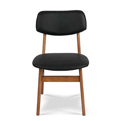 Set of 2 Wood & PVC Dining Chair - Black - Free Shipping