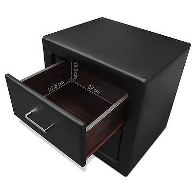 PU Leather Bedside Table 2 Drawers Black - Brand New - Free Shipping
