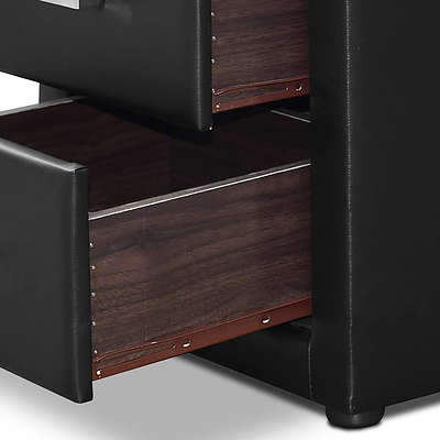 PU Leather Bedside Table 2 Drawers Black - Brand New - Free Shipping