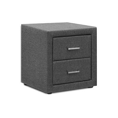 Fabric Bedside Table 2 Drawers Grey - Brand New - Free Shipping