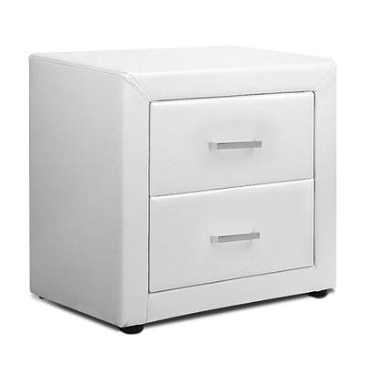 PU Leather Bedside Table 2 Drawers White - Brand New - Free Shipping