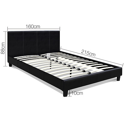 Queen PVC Leather Bed Frame Black - Brand New