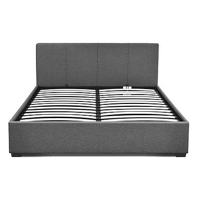 Queen Size Fabric and Wood Bed Frame - Grey