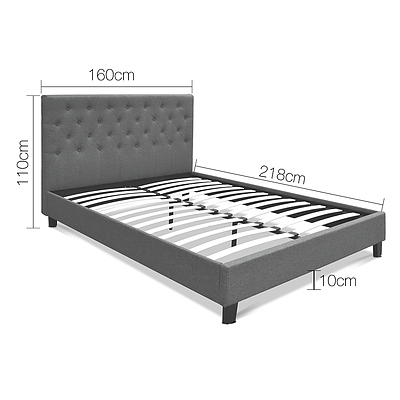 Queen Fabric Bed Frame with Headboard - Brand New