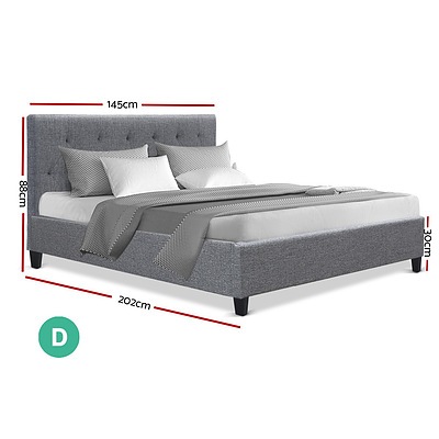 Double Size Bed Frame Base Fabric Headboard Wooden Mattress - Brand New - Free Shipping