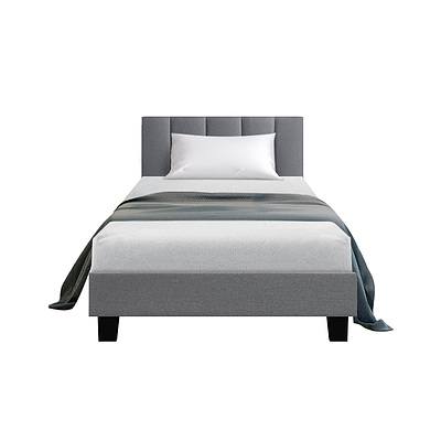 Bed Frame King Single Size Mattress Base Platform Fabric Wooden Grey