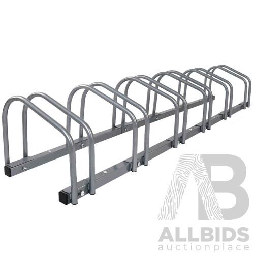 6 Bike Floor Parking Rack Instant Storage Stand Bicycle Cycling Portable Racks Silver - Brand New - Free Shipping