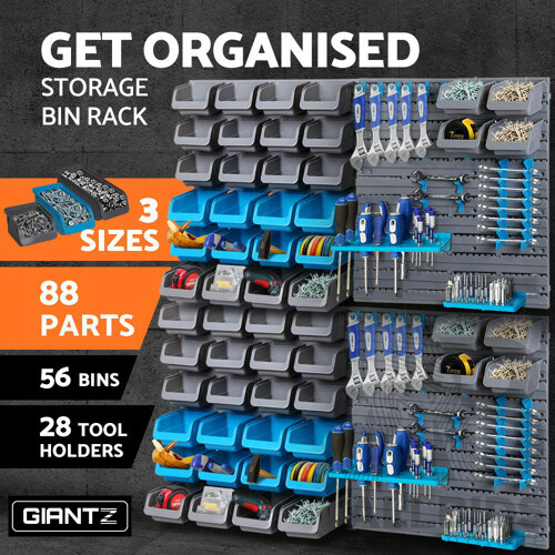 88 Parts Wall-Mounted Storage Bin Rack Tool Garage Shelving Organiser Box - Brand New - Free Shipping