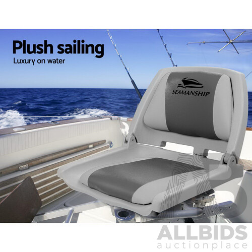 Set of 2 Folding Swivel Boat Seats - Grey & Charcoal - Brand New - Free Shipping