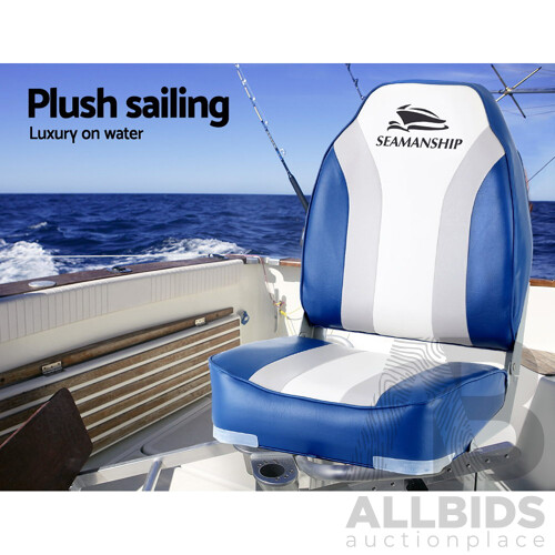 2X Folding Boat Seats Seat Marine Seating Set All Weather Swivels - Brand New - Free Shipping
