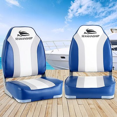 2X Folding Boat Seats Seat Marine Seating Set All Weather Swivels - Brand New - Free Shipping