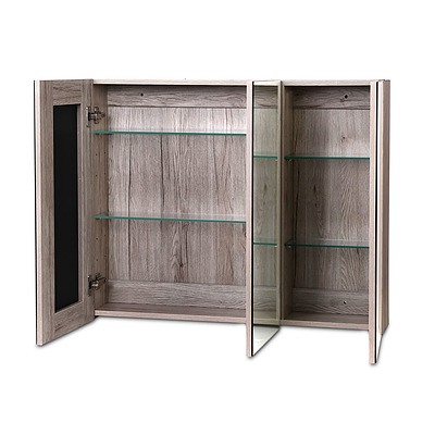 Bathroom Vanity 3 Door Storage Mirror Cabinet - Natural - Free Shipping
