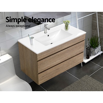 900mm Bathroom Vanity Cabinet Wash Basin Unit Sink Storage Wall Mounted Oak White - Brand New - Free Shipping