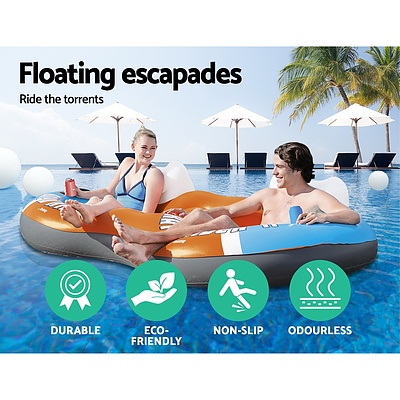 River Run 2 Inflatable Tube River Lake Pool Lounge Float Cooler Twin