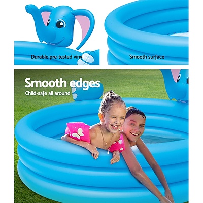 Inflatable Kids Play Pool 3 Ring Elephant Spray Splash Pools Game Toy
