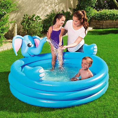 Inflatable Kids Play Pool 3 Ring Elephant Spray Splash Pools Game Toy