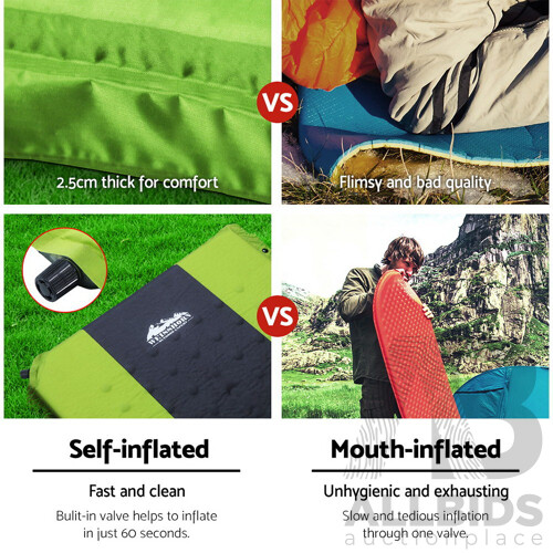 Self Inflating Mattress Camping Sleeping Mat Air Bed Pad Single Green - Brand New - Free Shipping