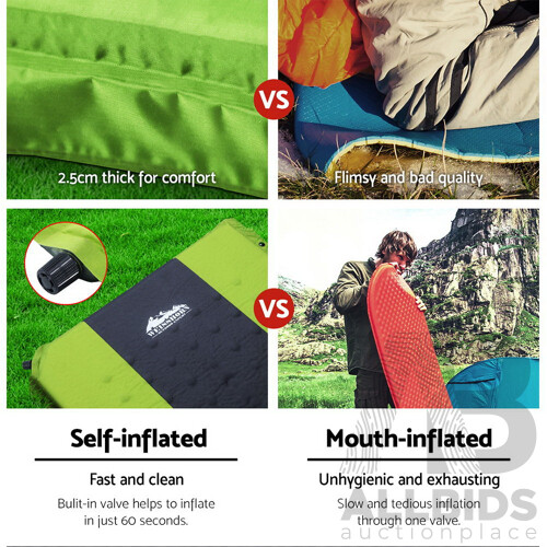 Self Inflating Mattress Camping Sleeping Mat Air Bed Pad Double Green - Brand New - Free Shipping